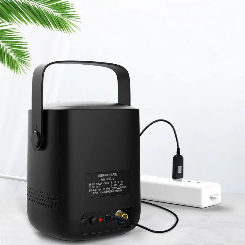 Portable car mini tire multi-function air pump with digital display, ABS body, 120W, 35L/min, black colour