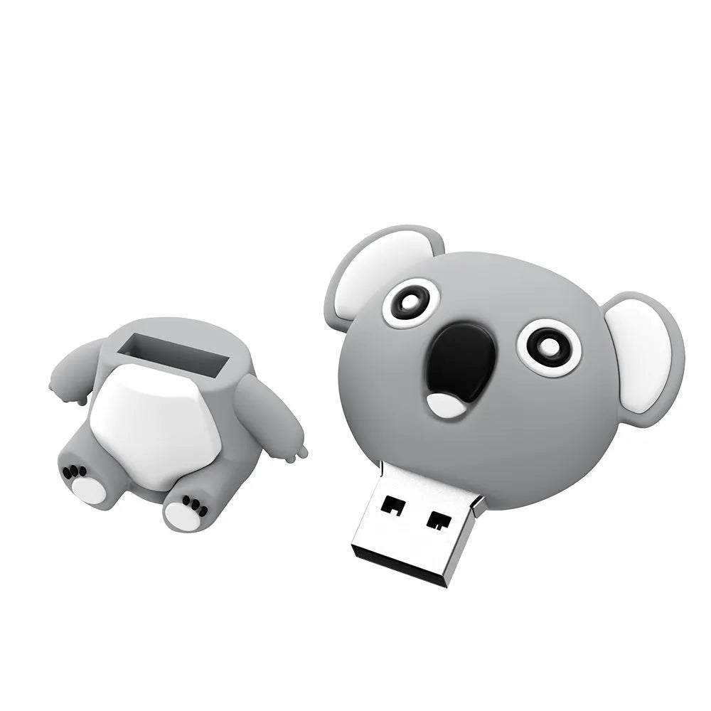 Cartoon silicone USB drive shaped like an anime koala in brown colour