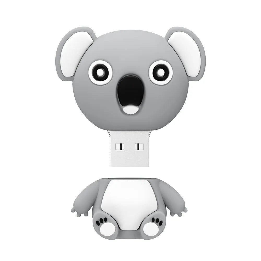 Cartoon silicone USB drive shaped like an anime koala in brown colour