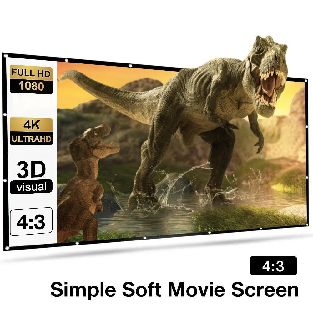 White polyester 150-inch 4:3 format foldable projector screen laid flat