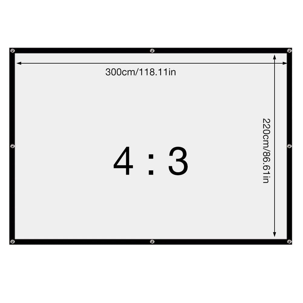 White polyester 150-inch 4:3 format foldable projector screen laid flat