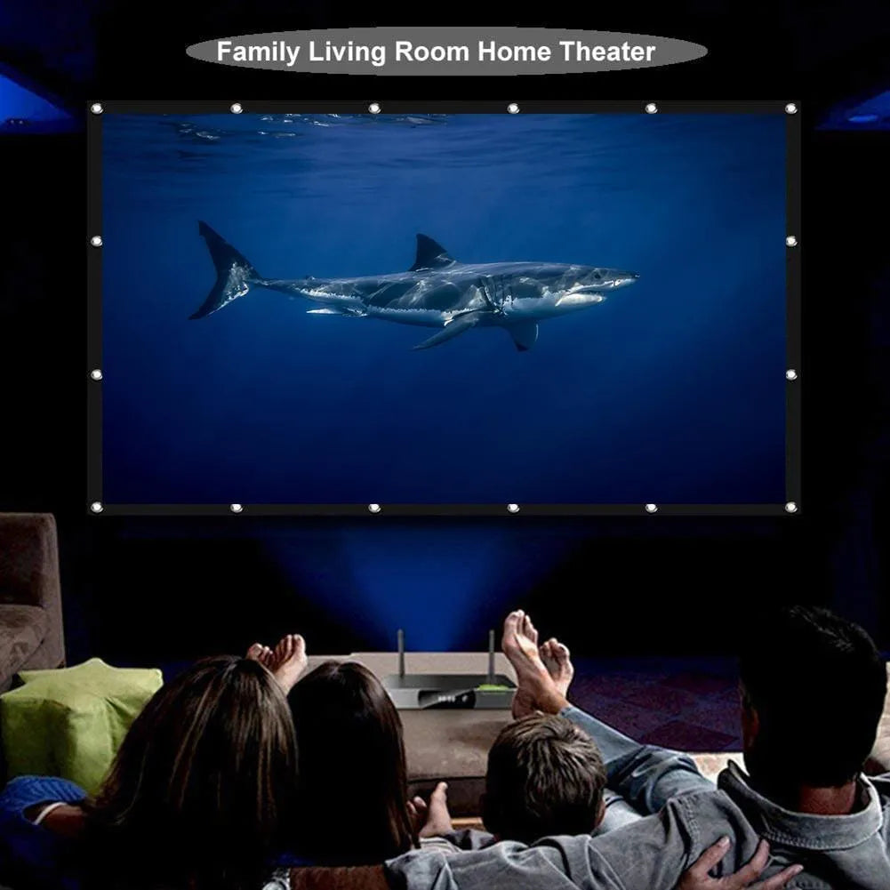 White polyester 150-inch 4:3 format foldable projector screen laid flat