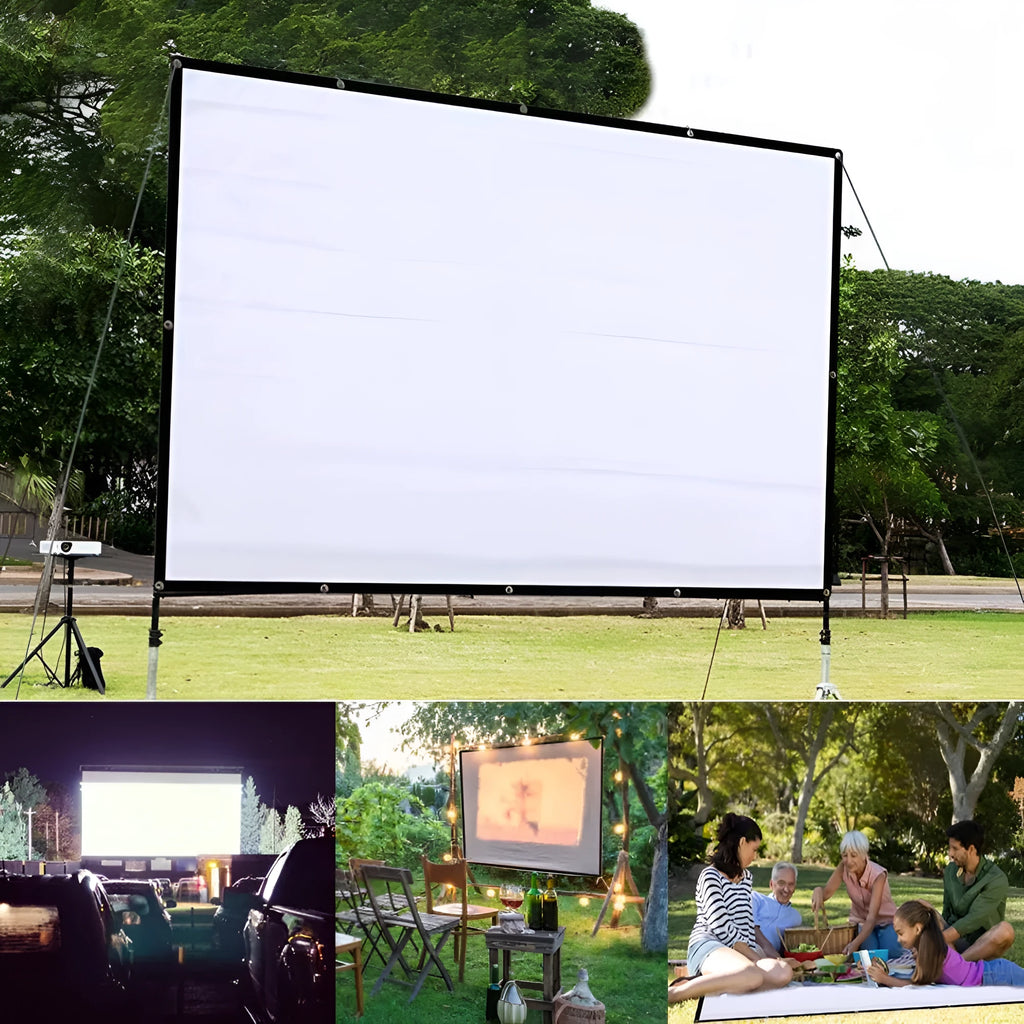 White polyester 150-inch 4:3 format foldable projector screen laid flat