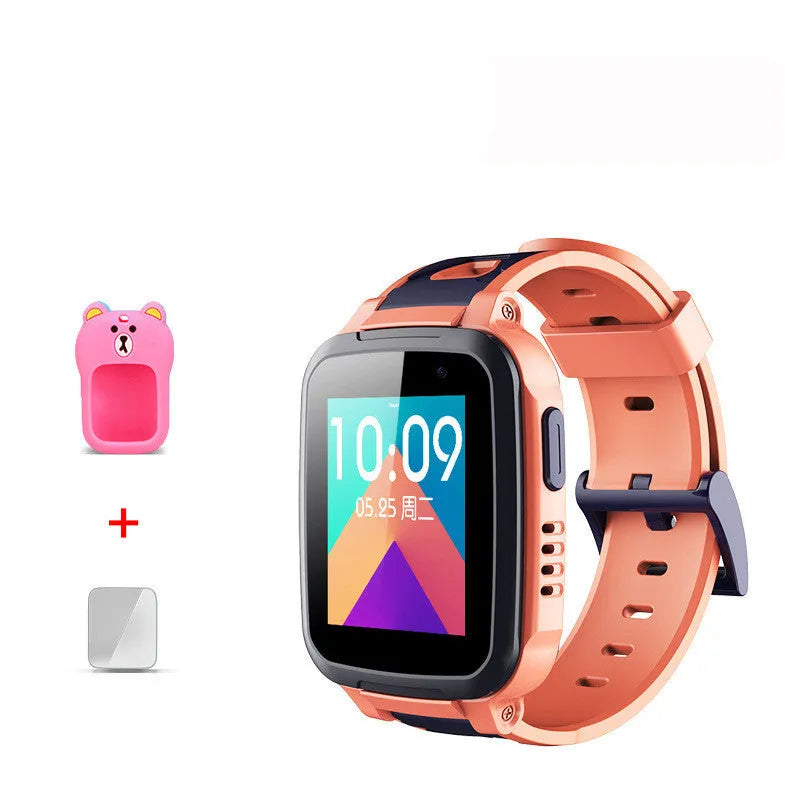 360 SE5 blue children's smartwatch with stainless steel band on a child's wrist.