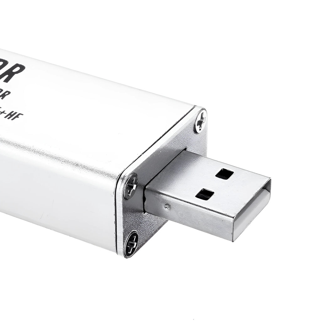 Black metal all-band software defined radio receiver with gold SMA connector for 25MHz-1700MHz coverage