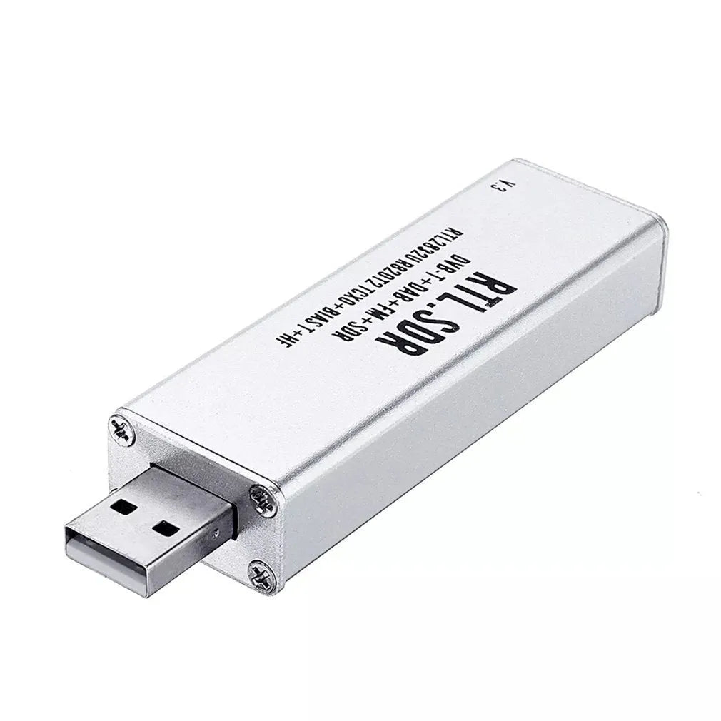 Black metal all-band software defined radio receiver with gold SMA connector for 25MHz-1700MHz coverage