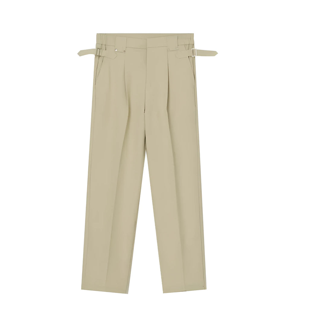 Men's straight suit trousers in solid colour, black version, Korean style, sizes S to XL
