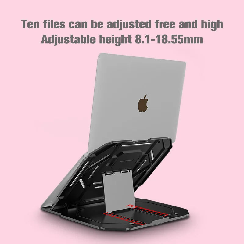 Folding plastic laptop stand with turntable for 10-17 inch notebooks, in black colour option