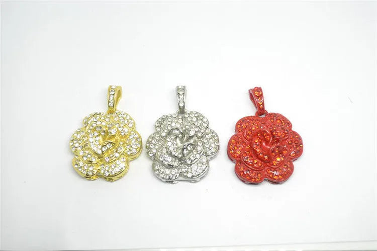 Crystal rose diamond-studded metal USB flash drive in Blue Purple Red with USB 2.0 interface