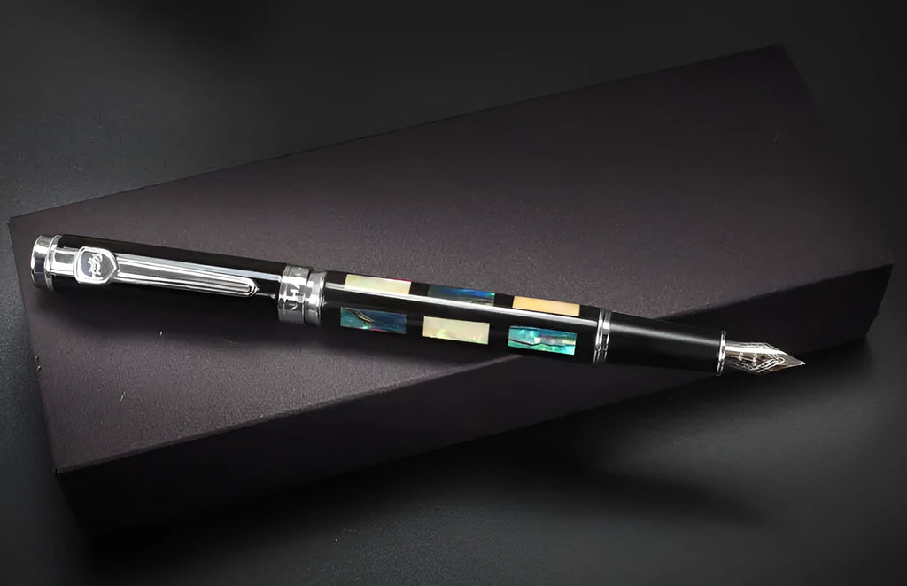 Ceramic colour lacquer pen with metal shell and three nib sizes including 1.5mm art pen