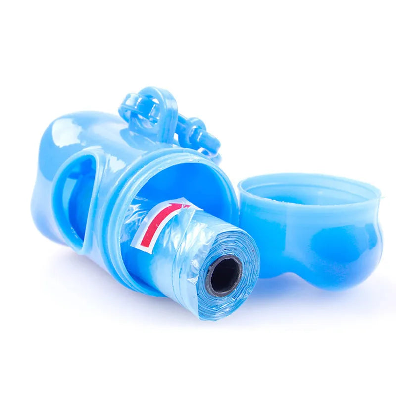 Dog traction rope folding bowl 3-in-1 set in blue and green PP material for outdoor walks