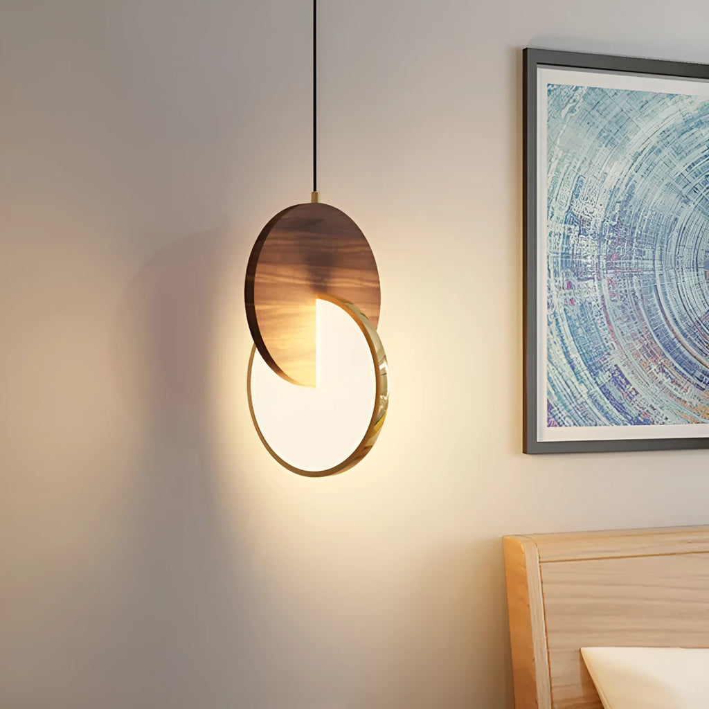 Modern long-line solid walnut wood wall chandelier with carved details and warm white LED light