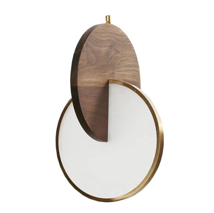 Modern long-line solid walnut wood wall chandelier with carved details and warm white LED light
