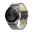 Black Bluetooth smart watch with alloy dial and silicone strap showing health tracking features