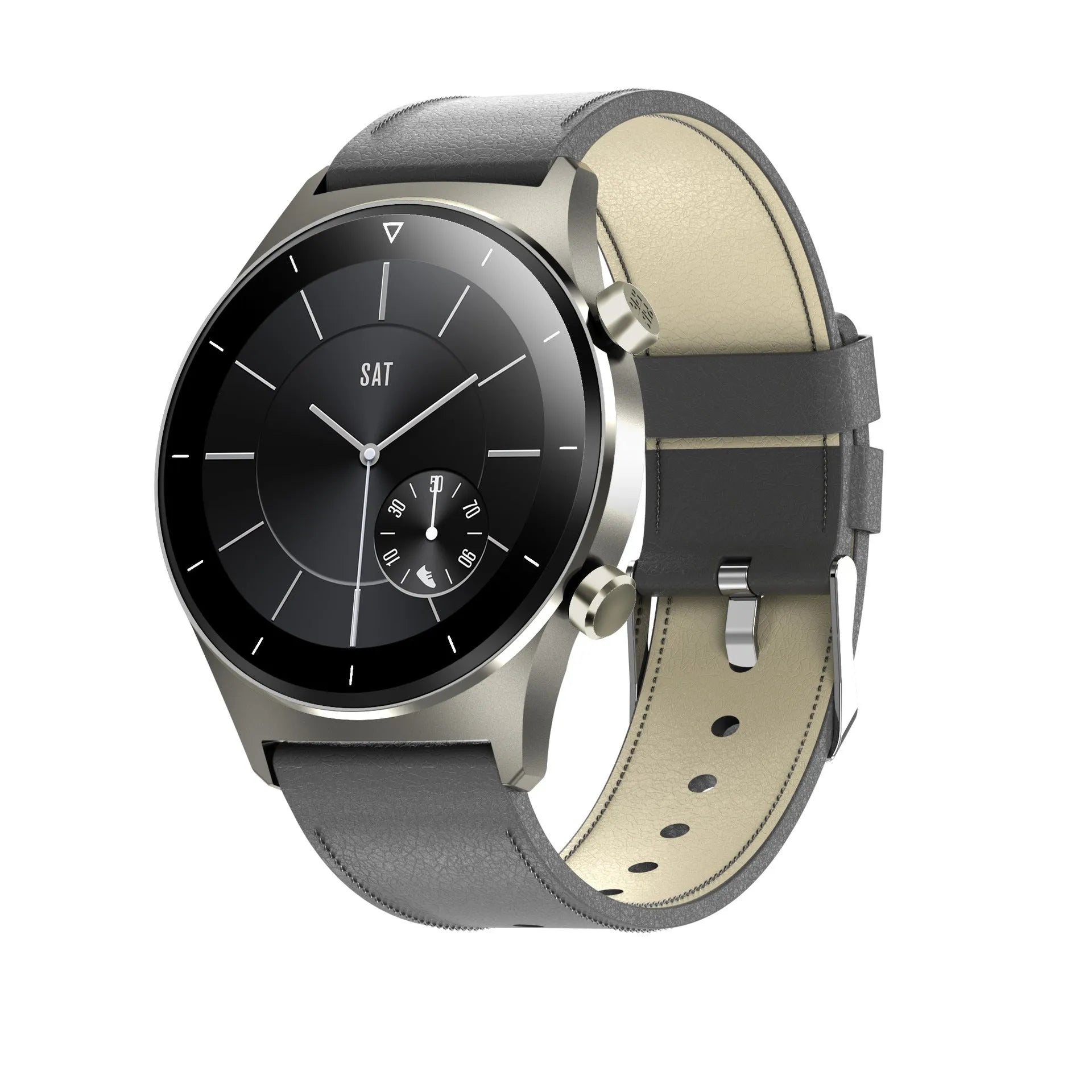 Black Bluetooth smart watch with alloy dial and silicone strap showing health tracking features