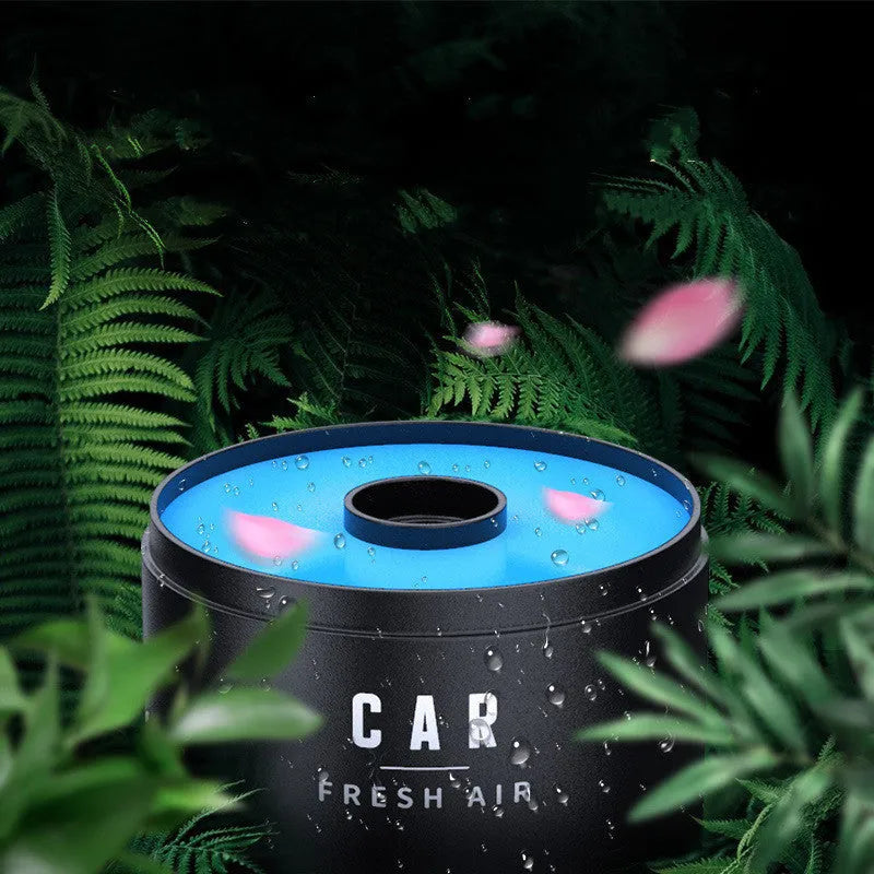Solid aromatherapy balm car perfume in wooden cover with five colour options: black, red, yellow, orange, blue