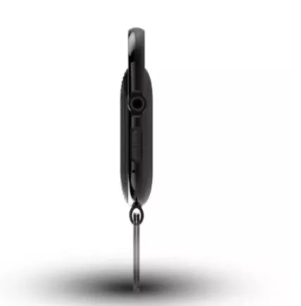 Black zinc alloy portable voice recorder with USB port and one-key recording button.