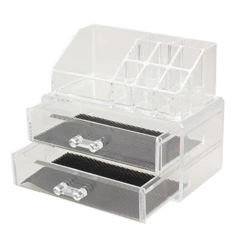 Clear acrylic foldable storage container with 18-litre capacity for cosmetic organisation