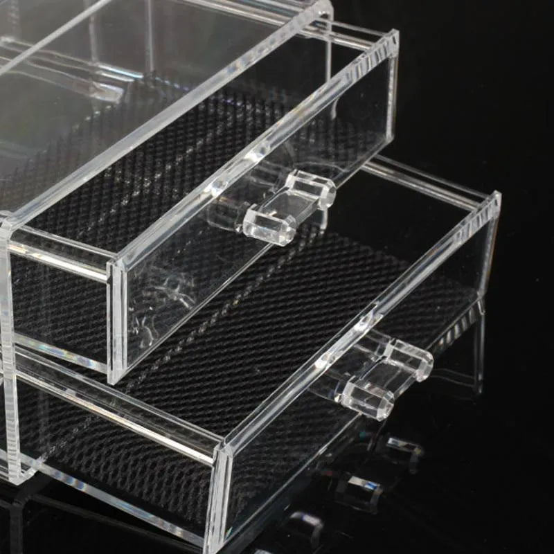 Clear acrylic foldable storage container with 18-litre capacity for cosmetic organisation