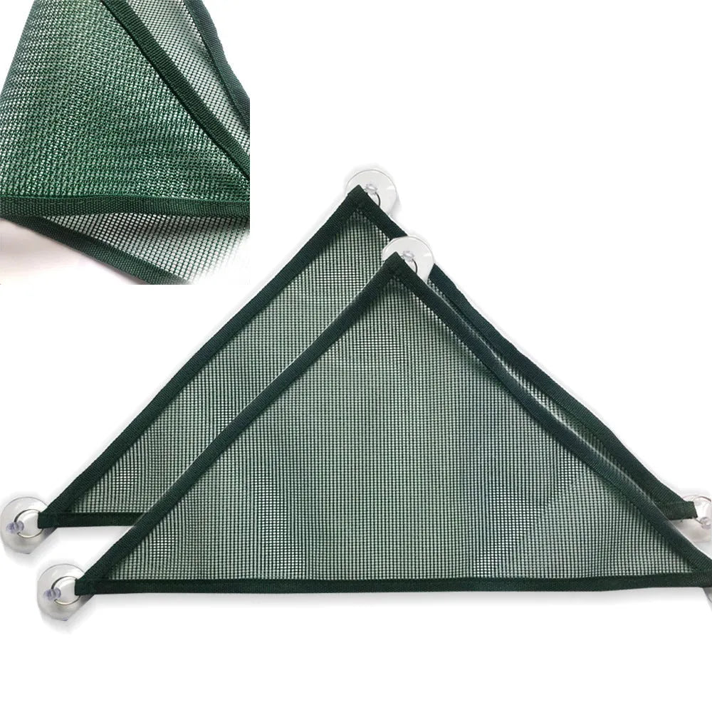 Reptile hammock set of 2 with sucker design in green, size 33x33x33cm, placed in a pet tank