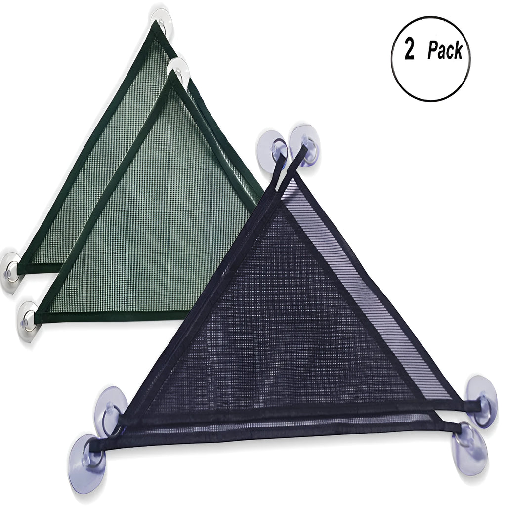 Reptile hammock set of 2 with sucker design in green, size 33x33x33cm, placed in a pet tank