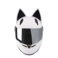 Full-face ABS motorcycle helmet with cat ears and headless rider design, black, for adults