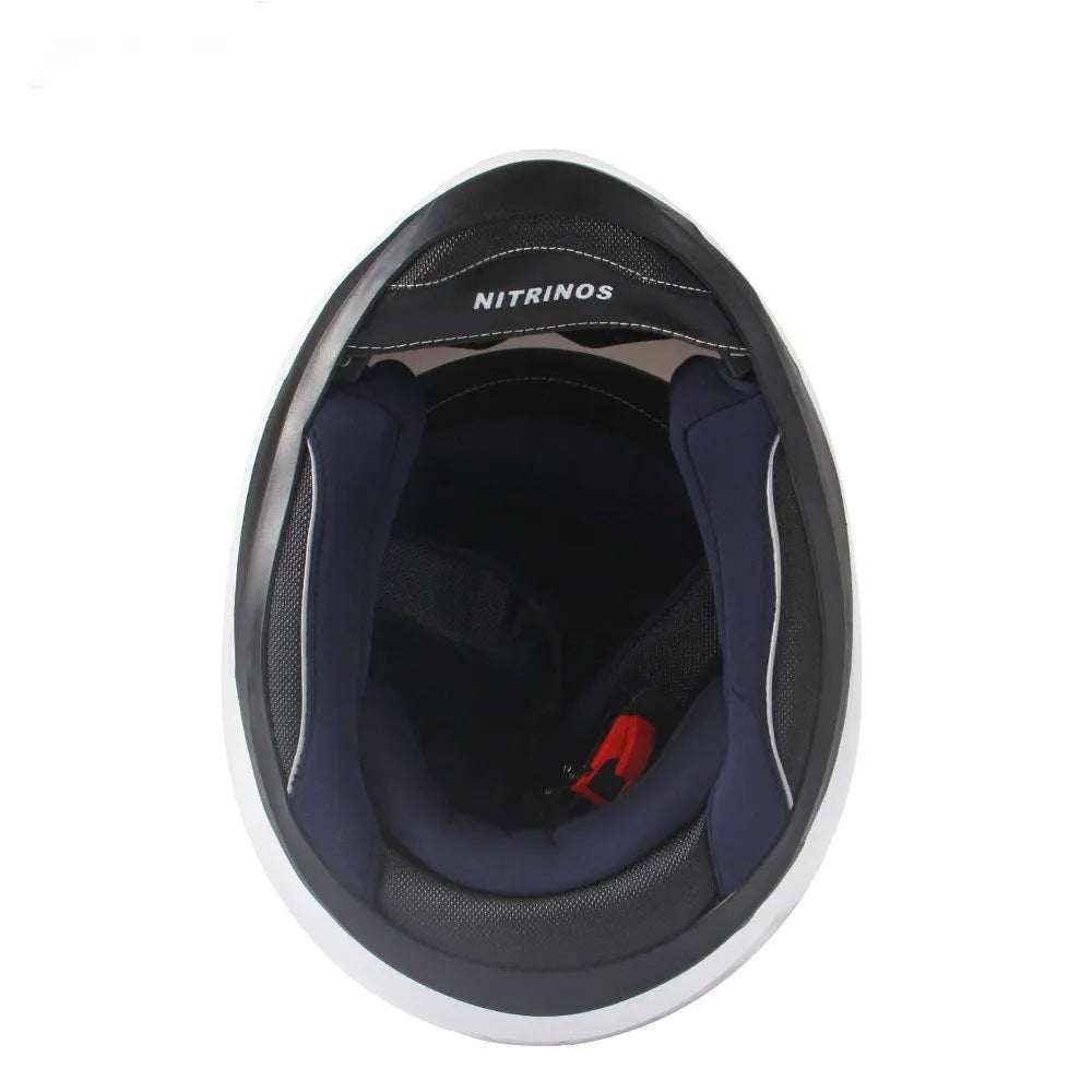 Full-face ABS motorcycle helmet with cat ears and headless rider design, black, for adults