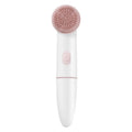 Electric silicone facial cleanser with PBT brush head, IPX7 waterproof ABS body, pink or blue, two speed settings
