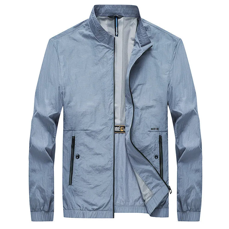 Kentino men's summer sun protection shirt in blue, lightweight polyester fabric with fashionable city styling
