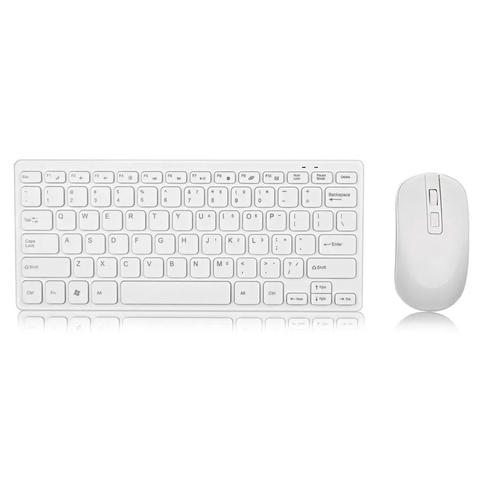 Wireless keyboard and mouse set with USB connection, 1200dpi optical mouse, black or white, 10m range