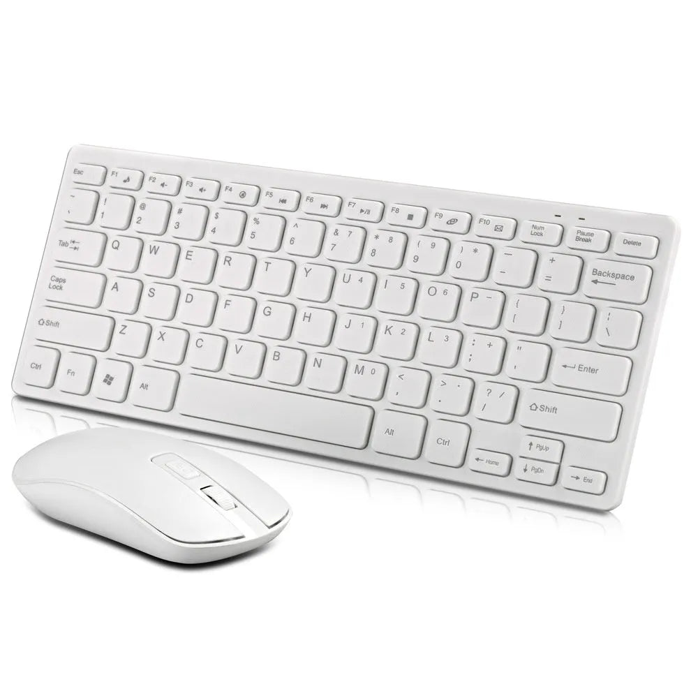 Wireless keyboard and mouse set with USB connection, 1200dpi optical mouse, black or white, 10m range