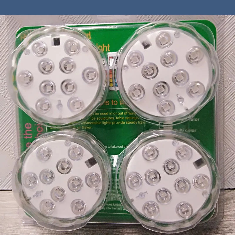 Swimming pool decorative light with remote control showing IP68 waterproof rating and 70mm diameter