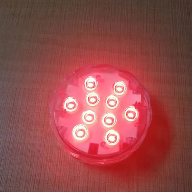 Swimming pool decorative light with remote control showing IP68 waterproof rating and 70mm diameter
