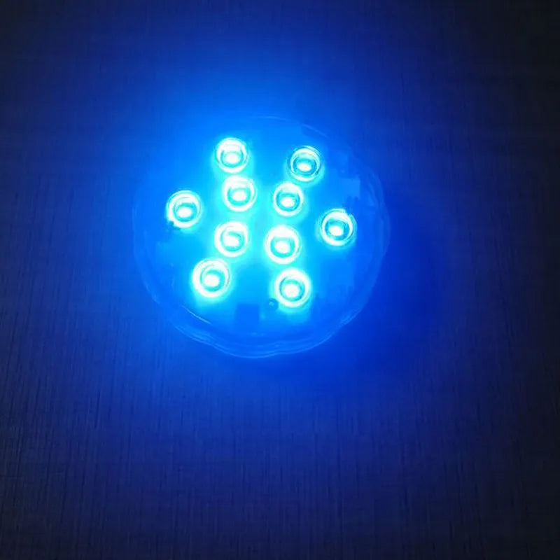 Swimming pool decorative light with remote control showing IP68 waterproof rating and 70mm diameter