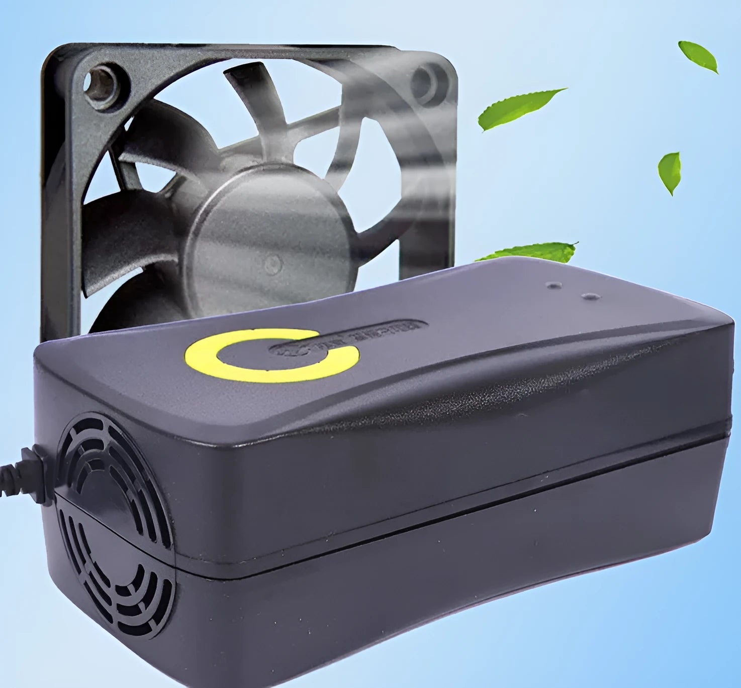 Black alloy electric car charger for 72V 20Ah batteries with automatic power-off