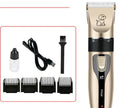 Pet electric hair clipper set with ceramic blade and multiple accessories including nail cover and steel comb