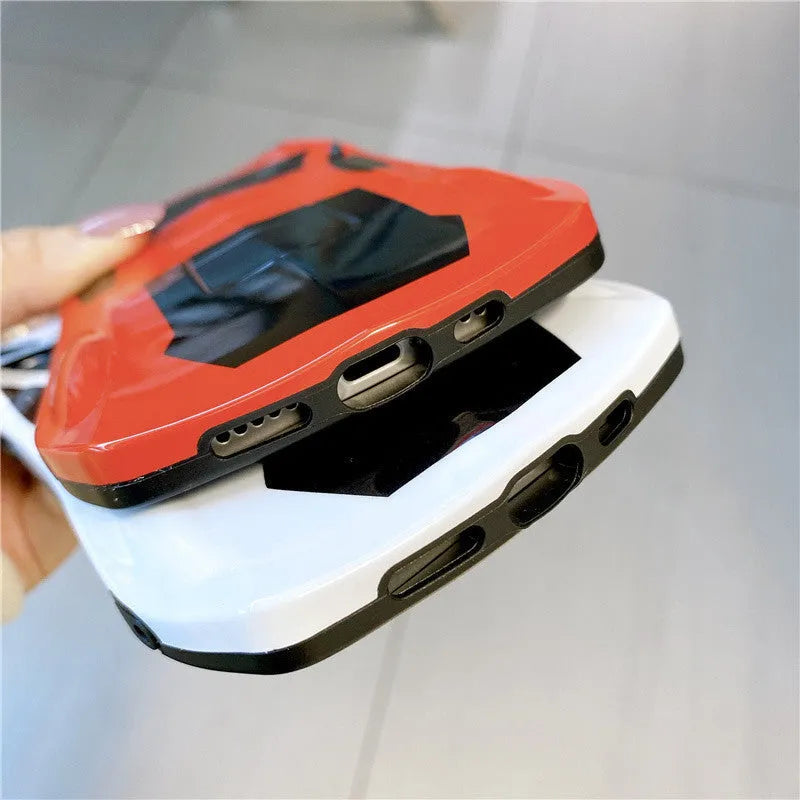Sports car graffiti phone case in red for iPhone 12, soft silicone back cover