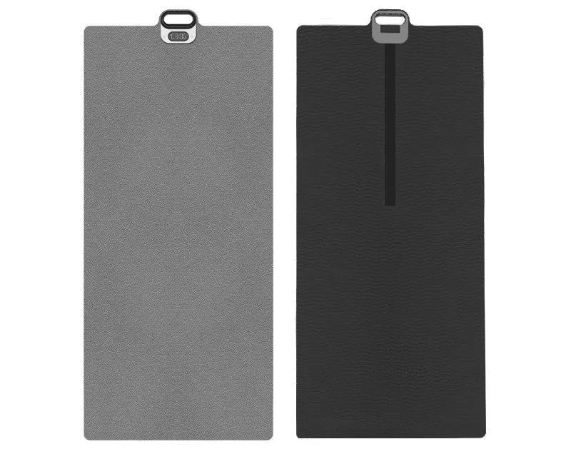 Folding TPE yoga mat with integrated phone holder, 6mm thick, in pink purple or black gray