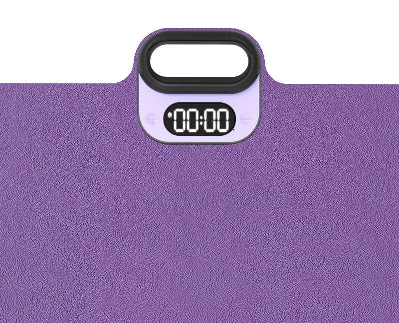 Folding TPE yoga mat with integrated phone holder, 6mm thick, in pink purple or black gray