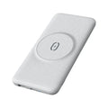 Magsafe magnetic wireless power bank in mint green with dimensions 15.5cm x 7.5cm x 1.55cm showing back clip design