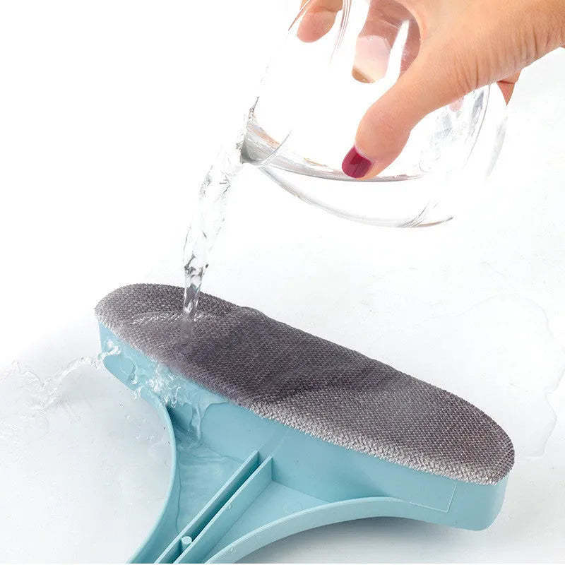 Household window cleaning brush set with sassafras head and gap brush tool on a blue background