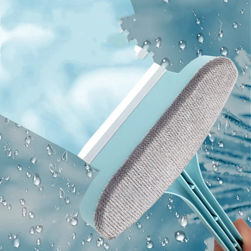 Household window cleaning brush set with sassafras head and gap brush tool on a blue background