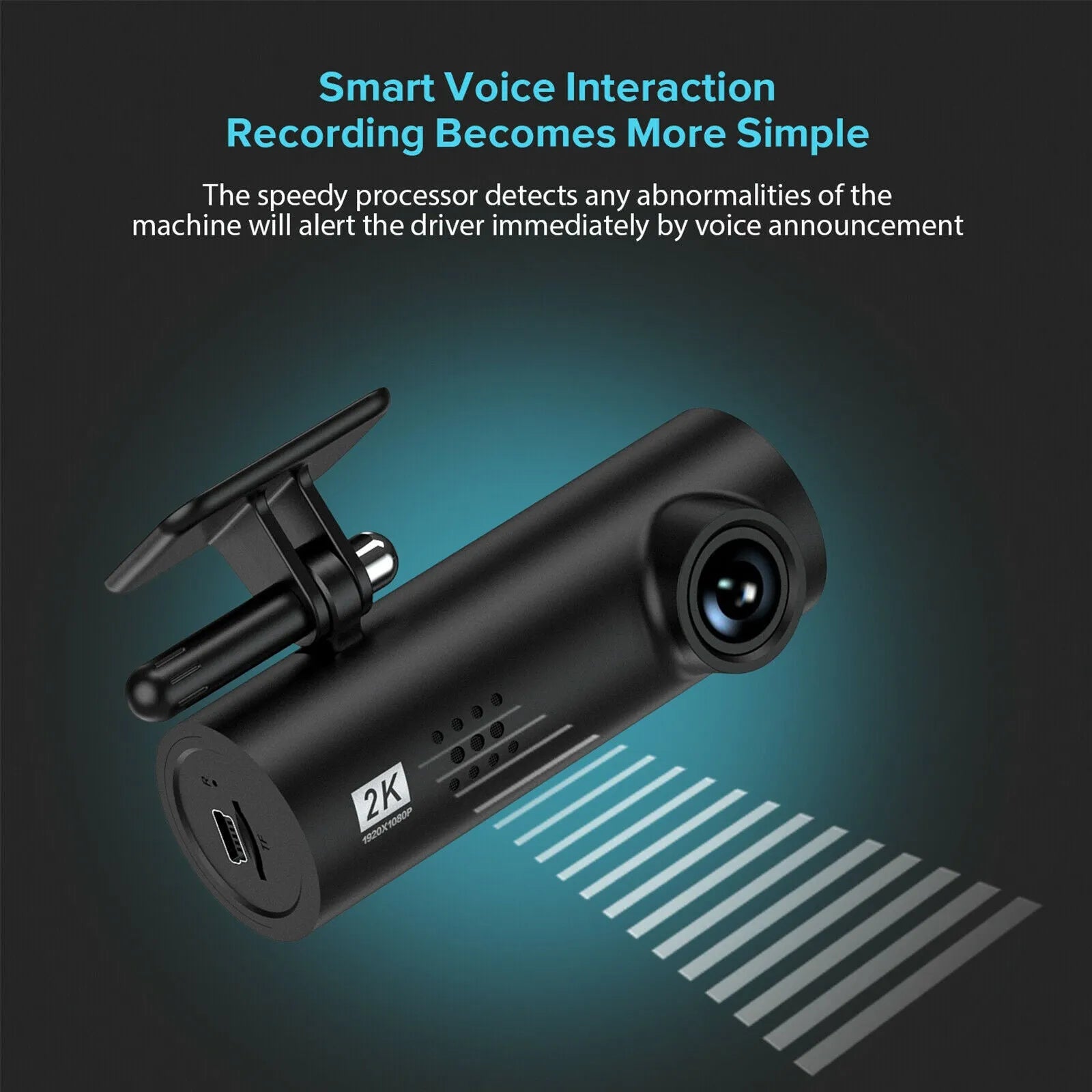 Compact LF9 car dash camera on a windscreen with wide-angle lens and WiFi symbol.