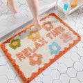 Polyester floral anti-slip bathroom floor mat in 40x60cm to 80x120cm sizes with plant flower pattern and multiple colour options