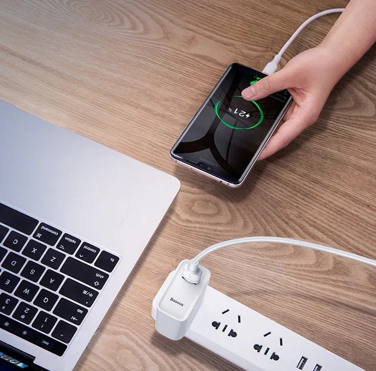 Baseus black and white Android charging cables in 1 metre and 2 metre lengths with Micro USB connectors