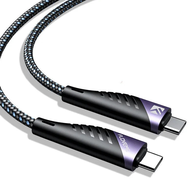 Black and gray PD100W TYPE-C to TYPE-C fast charging data cable 1 metre length