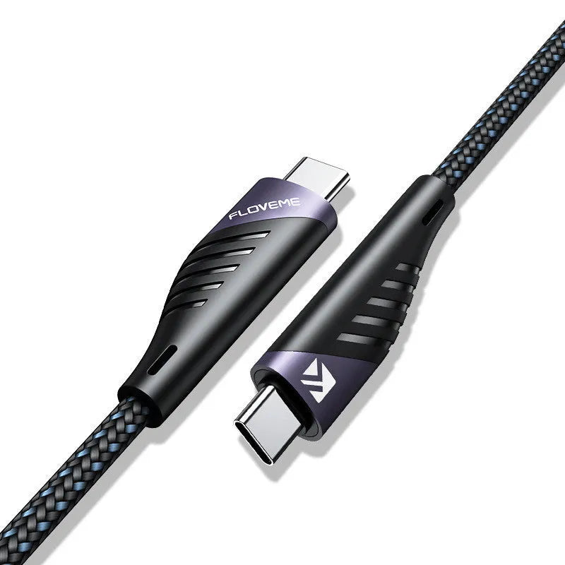 Black and gray PD100W TYPE-C to TYPE-C fast charging data cable 1 metre length