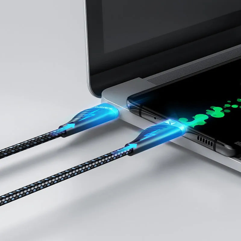 Black and gray PD100W TYPE-C to TYPE-C fast charging data cable 1 metre length