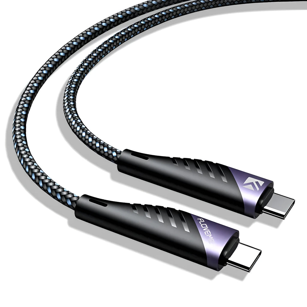 Black and gray PD100W TYPE-C to TYPE-C fast charging data cable 1 metre length