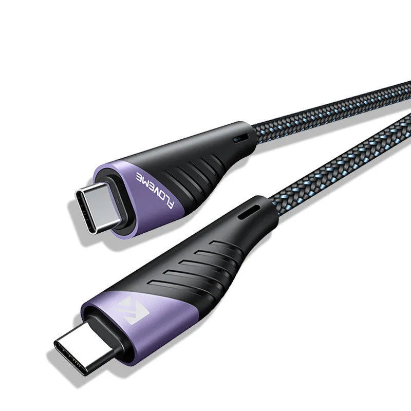 Black and gray PD100W TYPE-C to TYPE-C fast charging data cable 1 metre length